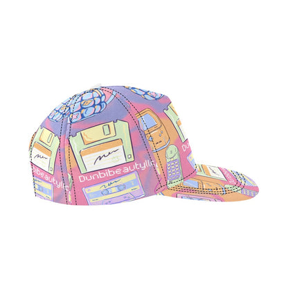 All Over Print Snapback Cap Kawaii, Retro, Anime, 90's Themed, Sherbet Colors, Pastel (Designed by Dunbi)