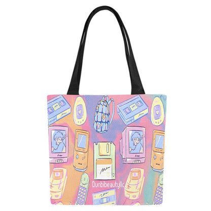 Canvas Tote Bag (Model1657) (Set of 4) Kawaii, Retro, Anime, 90's Themed, Sherbet Colors, Pastel (Designed by Dunbi)