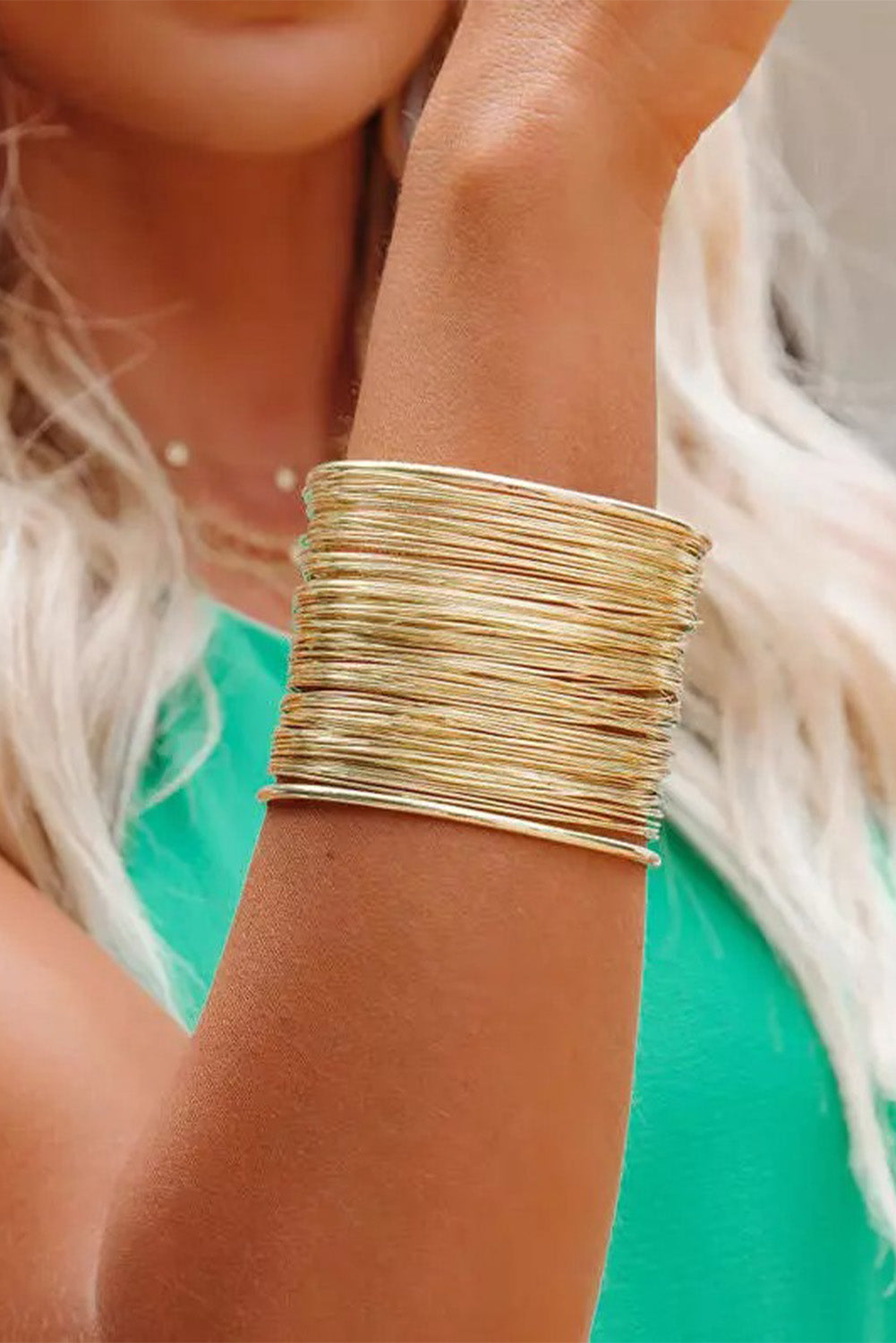 Gold Open Wire Bangle Bracelet