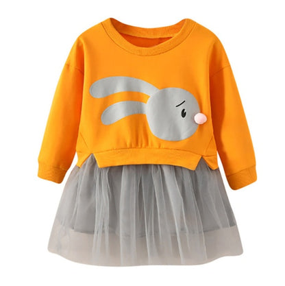 New spring infant skirt 1 long sleeved dress 2 female baby cartoon 3 4 princess dress lace dress tide