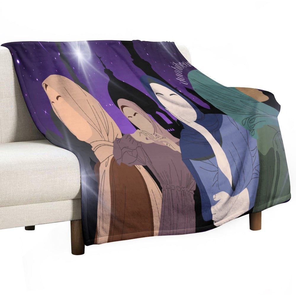 Ultra-Soft Flannel Blanket Multiple Sizes Muslim Women, Arabian Moonlit Night, Evening, Friendship (Designed by Dunbi)