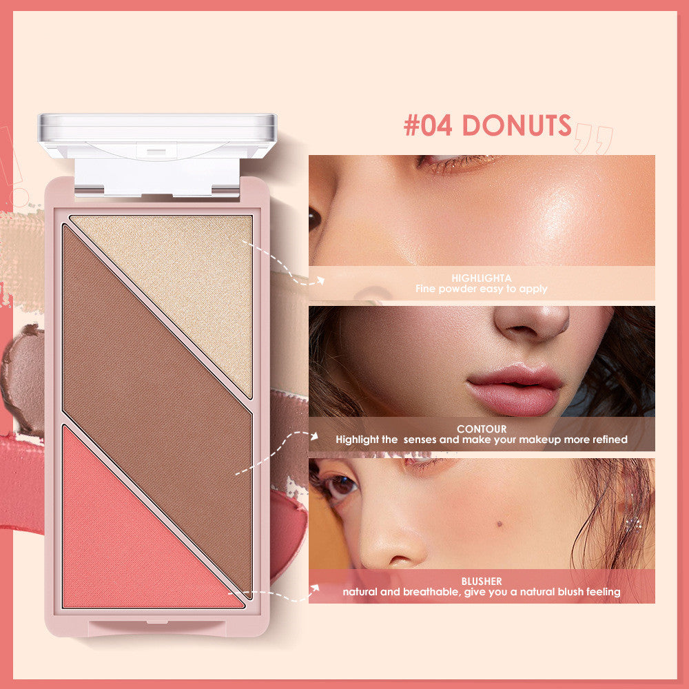 Multifunctional Shadow Highlighter Blush 3-in-1 Contouring Palette