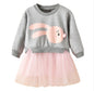 New spring infant skirt 1 long sleeved dress 2 female baby cartoon 3 4 princess dress lace dress tide