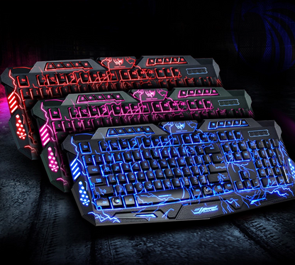 J10 tricolor backlight wired gaming keyboard set colorful luminous gaming mouse keyboard Russian keyboard