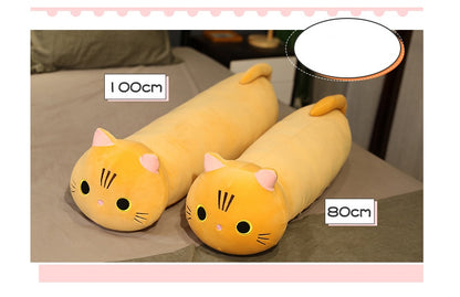 Large Size Cartoon Cat Plush Toys Stuffed Cloth Doll Long Animal Pillow Cushion