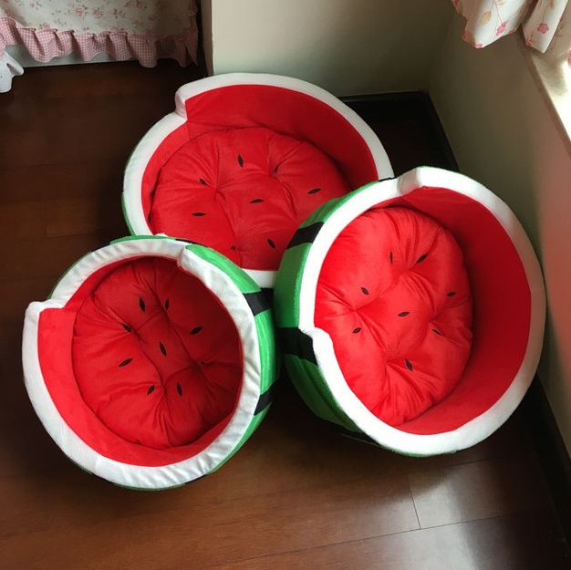 Four seasons kennel watermelon bed home quiet pets autumn and winter warm cat litter Teddy bear small dog cat watermelon nest