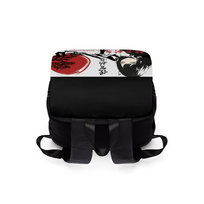 Unisex Casual Shoulder Backpack Japan, Japanese, Red, Samurai, Pretty Girl, Tiger, Kanji, Mountains (Designed by Dunbi)