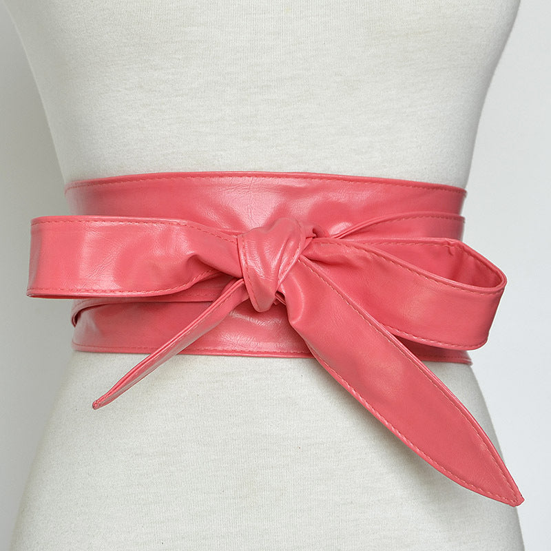 Ladies Wide Belt PU Bow Banding European And American