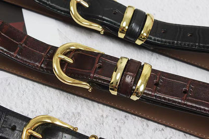 Self made CP hardcover European and American Vintage Gold ins niche lock alligator belt cow leather belt