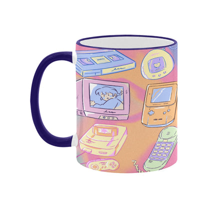 Custom Edge Color Mug (11oz) Kawaii, Retro, Anime, 90's Themed, Sherbet Colors, Pastel (Designed by Dunbi)