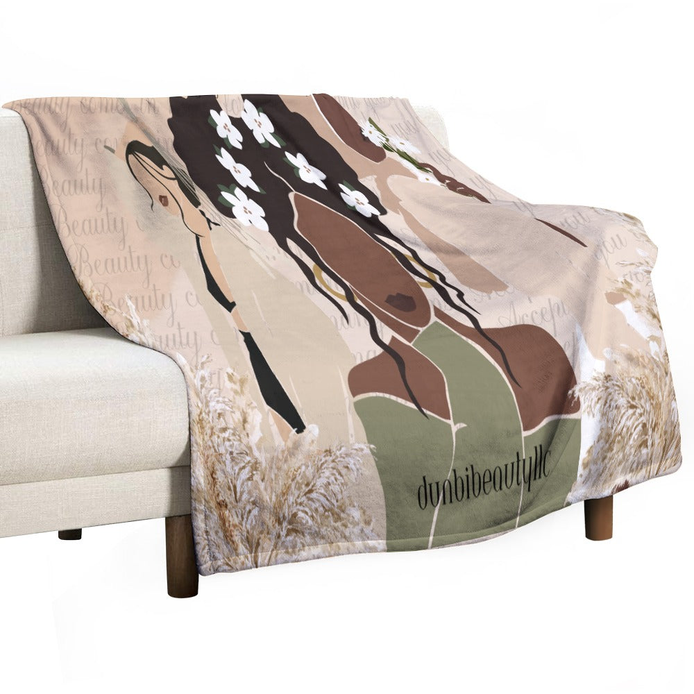 Ultra-Soft Flannel Blanket Multiple Sizes  Black Woman, Asian Woman, Muslim Woman, Beauty, Elegance (Designed by Dunbi)