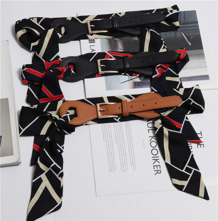 Removable Silk Scarf Stitching Belt Decoration Dress Skirt Belt Women