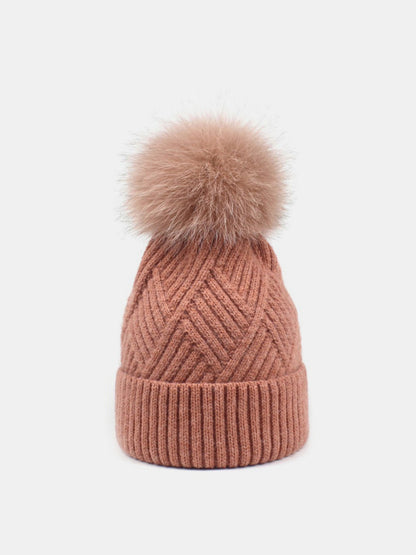 Thermal Knit Hat with Pompom