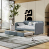 Upholstered Daybed Sofa Bed Twin Size With Trundle Bed and Wood Slat, Light Blue