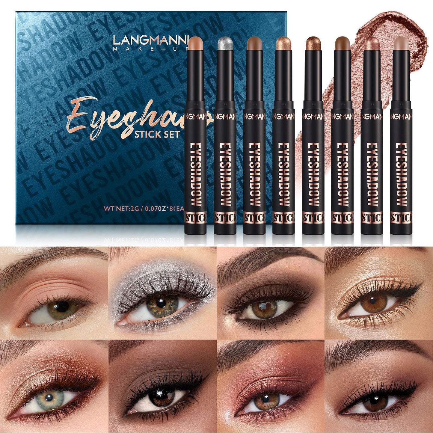 New Product Eye Shadow Stick Combo 8 Color Rendering Not Easy To Smudge