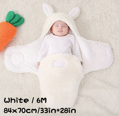 Super Soft Baby Sleeping Bag Fluffy Fleece Newborn Blanket Swaddle Blankets, Unisex Baby Wrap For Newborn Baby Boys Girls With Head-Protecting & Head-Supporting Function, Wearable Swaddle Sleep Sack