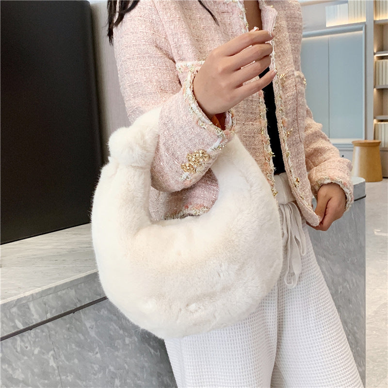 Western-style Plush Simple Handbag Women's All-match