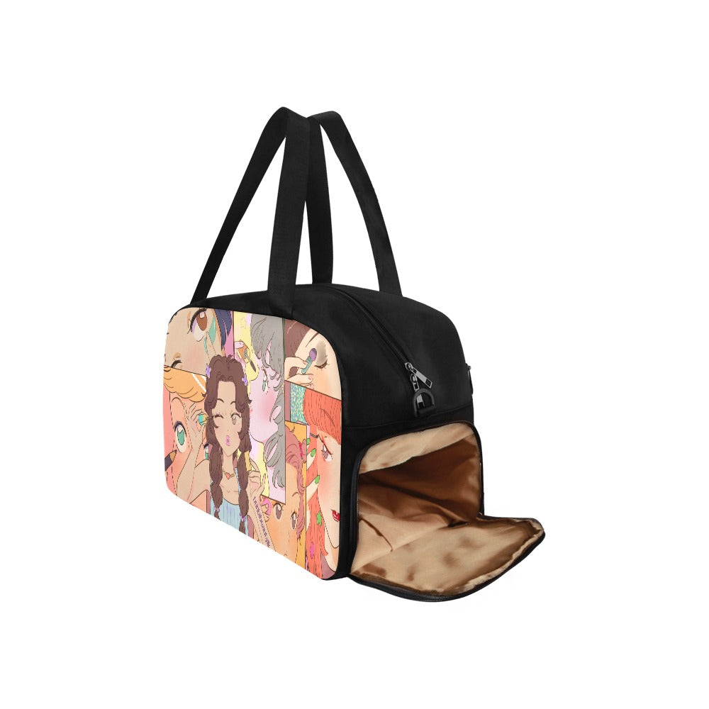 Tote And Cross-body Travel Bag (Model 1671) Kawaii, Anime, Japanese, Girl, Makeup, Beauty, Fun, Sleepover, Feminine, Fun, Cute (Designed by Dunbi)