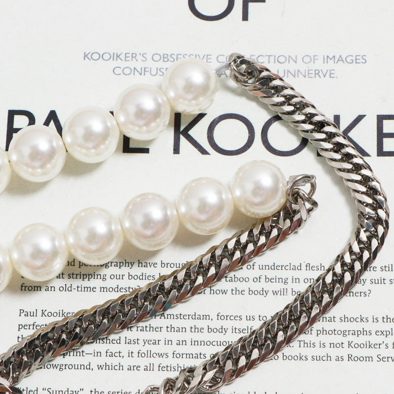 Adjustable Length Silver Color Pearl Lock Waist Chain Women