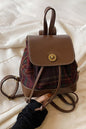 PU Leather Drawstring Plaid Backpack Bag