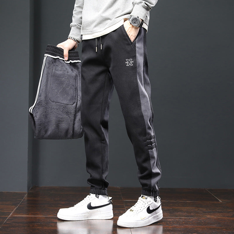 Fleece Lined Padded Warm Keeping Track Sweatpants Loose Casual Pants