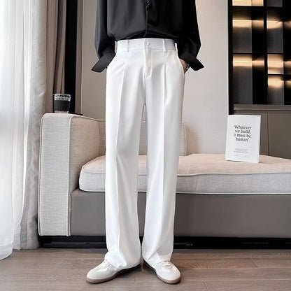 Men's Solid Color Anti-wrinkle Loose Wide-leg Suit Pants