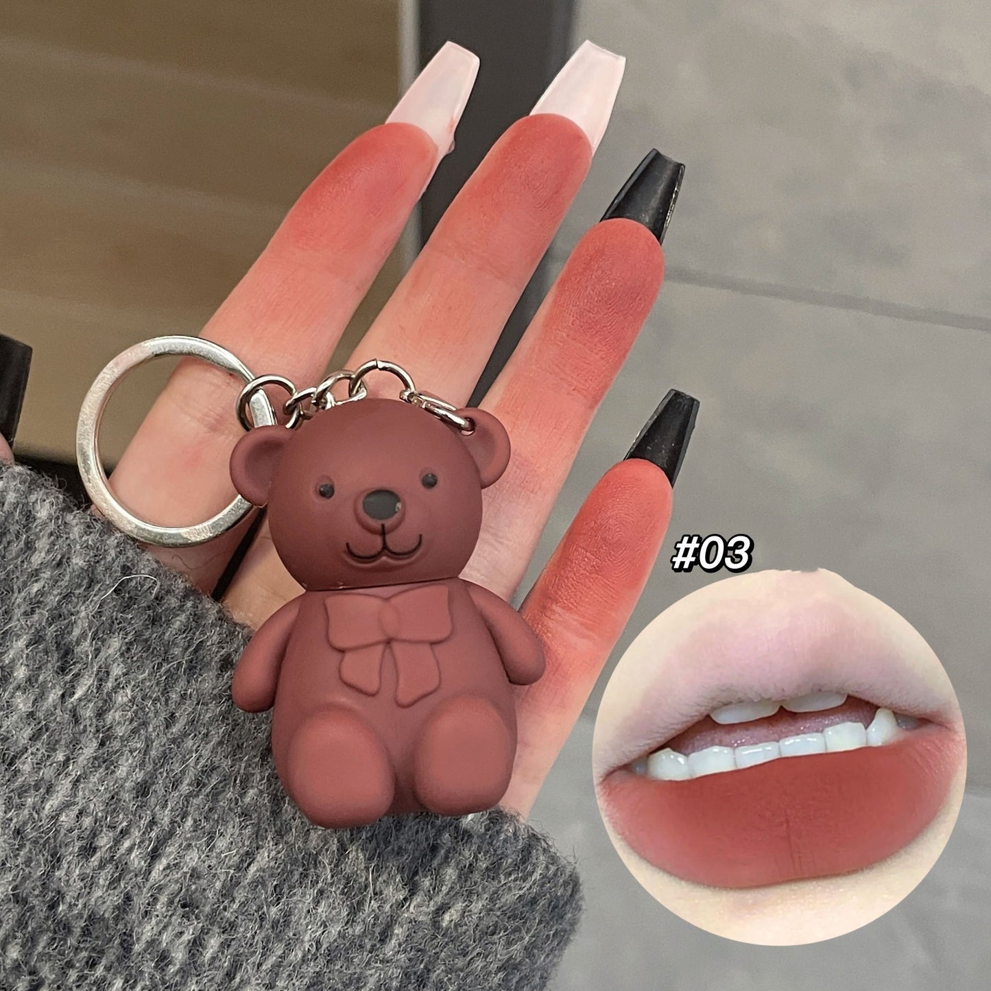 Keychain Bear Lip Mud 6 Color Matte White