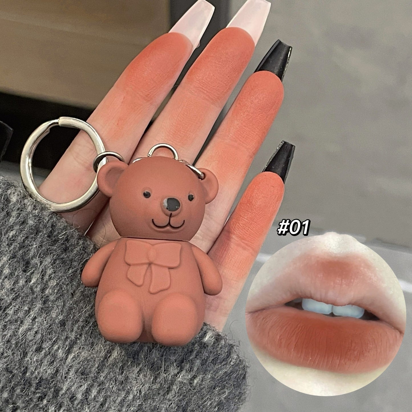 Keychain Bear Lip Mud 6 Color Matte White