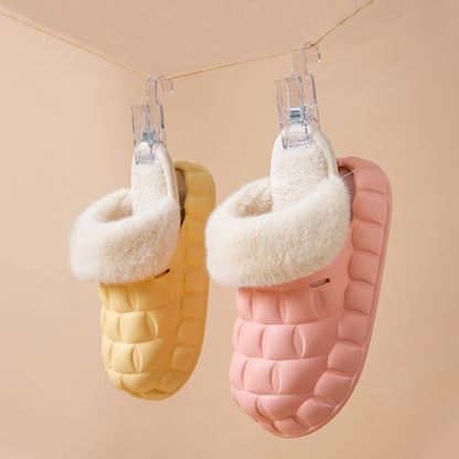 Fuzzy Slippers Women Winter Bedroom Indoor Shoes With Detachable Heel