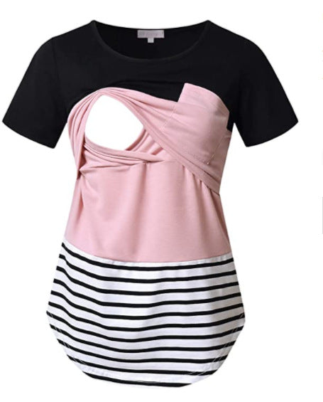 Women Maternity T-shirt Clothes Summer Fall Long Sleeve Stripe Nursing Top Shirts Pregnancy Clothes Plus Size