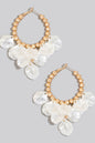 Fame Pearl Petal Charms Beaded Latch Hoop Earrings