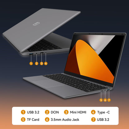 Laptop Computer | 15.6'' HD Display | Intel UHD Graphics | Intel Celeron N5095 4-Core Processor |12GB RAM | 512GB SSD up to Expandable 1TB | WiFi | 180°Open Angle | Windows 11 Laptop, Gray