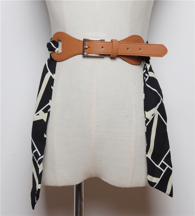 Removable Silk Scarf Stitching Belt Decoration Dress Skirt Belt Women