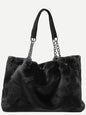 Faux Fur Solid Color Tote Bag