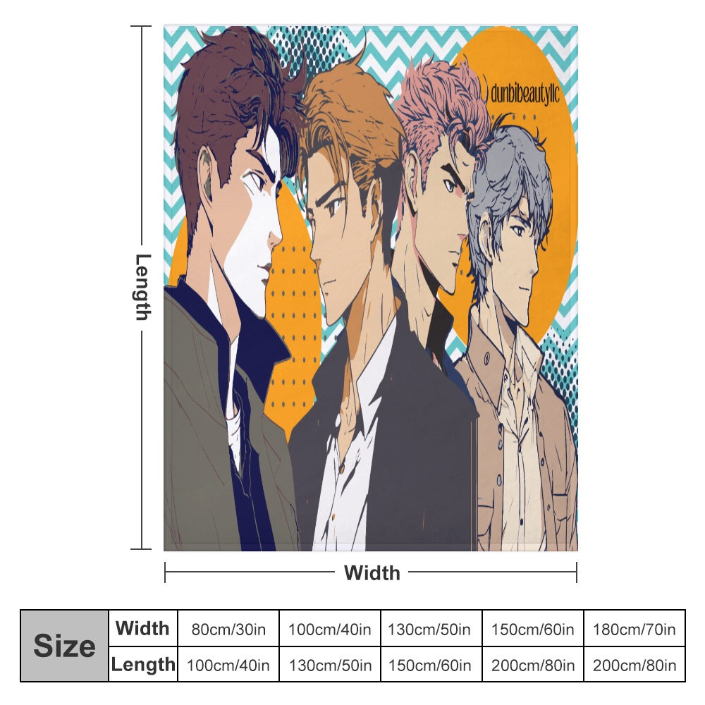 Ultra-Soft Flannel Blanket Multiple Sizes Anime, Nostalgia, Guy Crush, Boys, Emotions, Friendship, Handsome (Designed by Dunbi)