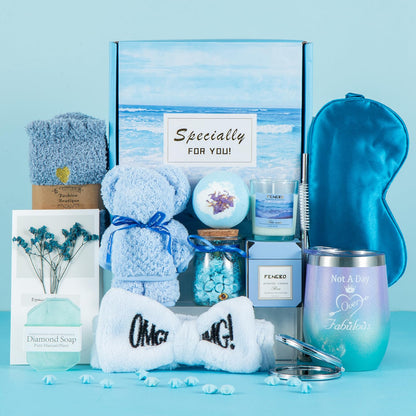 Birthday Gifts for Women Blue Gift Basket for Women Friendship Gift Relaxing Gift Set Best Friend Gift Unique Gift Ideas for Women Women Gift Box for Mom Sister Birthday Presents