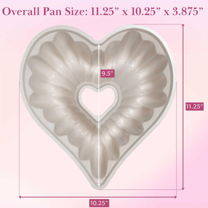 Paris Hilton Heart Shaped Fluted Cake Pan, Cast Aluminum with Clean Ceramic Nonstick Bakeware, Dishwasher Safe, Made without PFAS, PFOA, PFOS & PFTE, 9-Inch, Pink