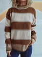 Contrast Round Neck Long Sleeve Sweater