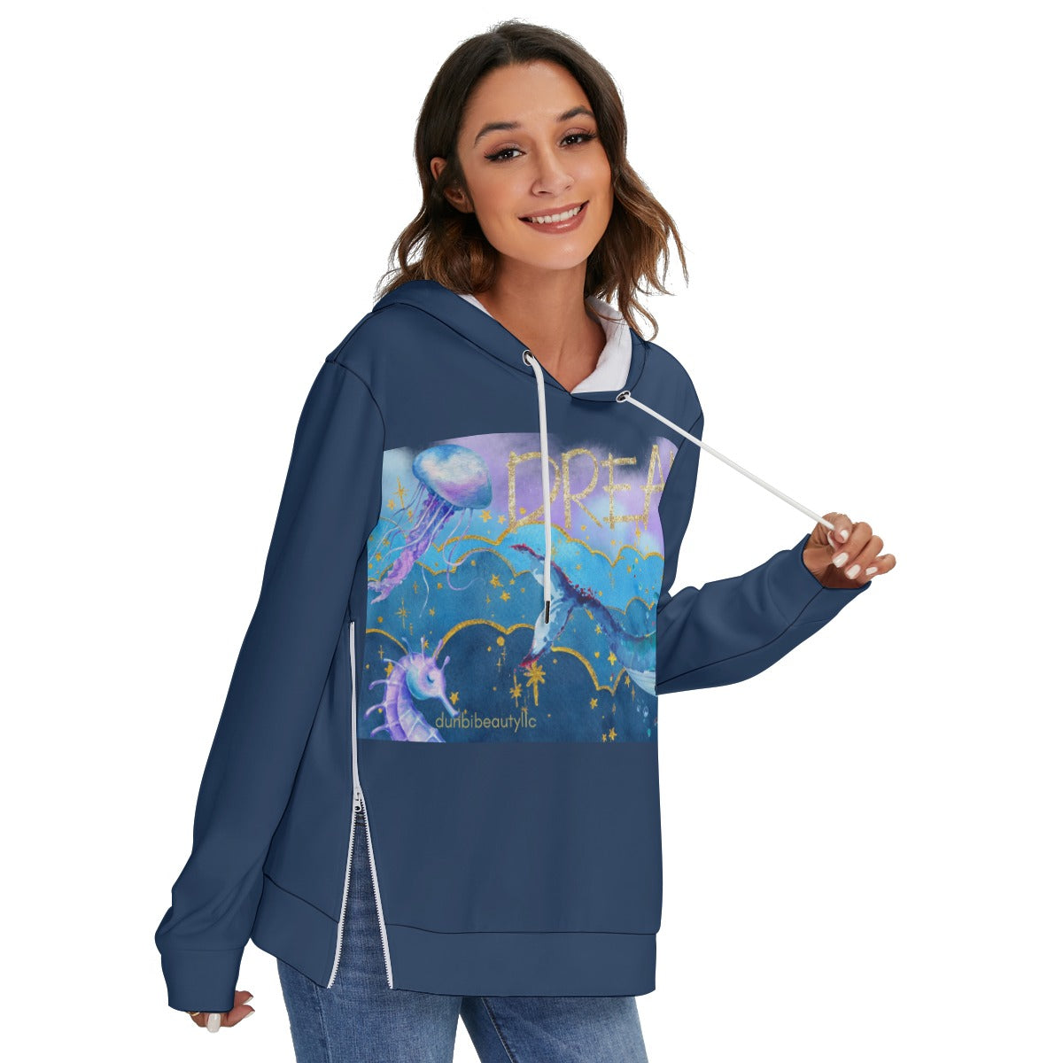 Special Edition Dream All-Over Print Women's Heavy Fleece Zip-on-the-Side Hoodie