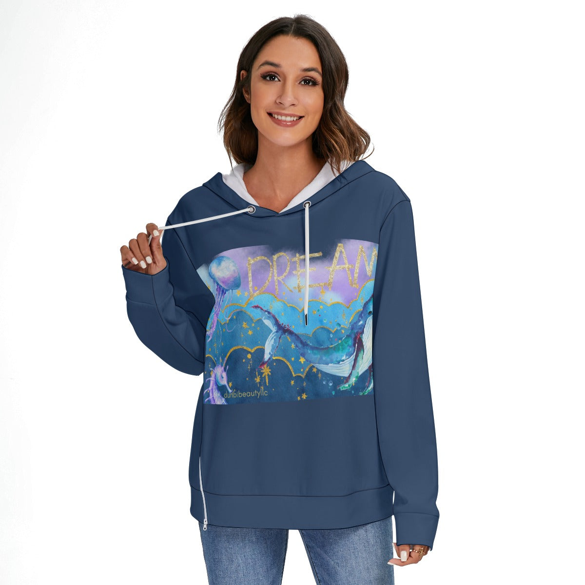 Special Edition Dream All-Over Print Women's Heavy Fleece Zip-on-the-Side Hoodie