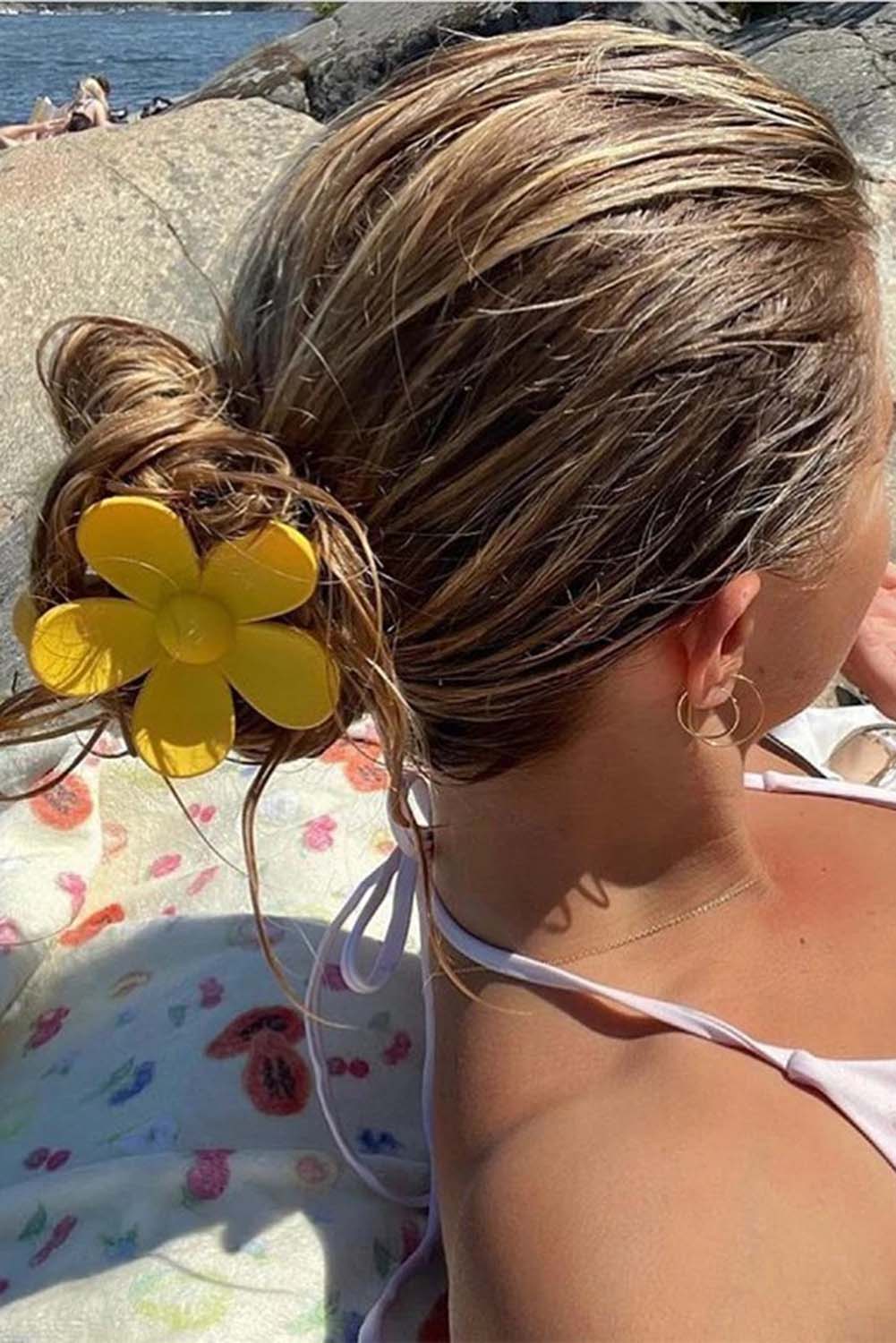 Yellow Flower Hair Claw Clip