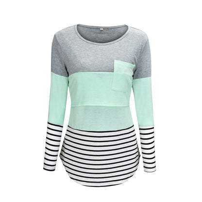 Women Maternity T-shirt Clothes Summer Fall Long Sleeve Stripe Nursing Top Shirts Pregnancy Clothes Plus Size