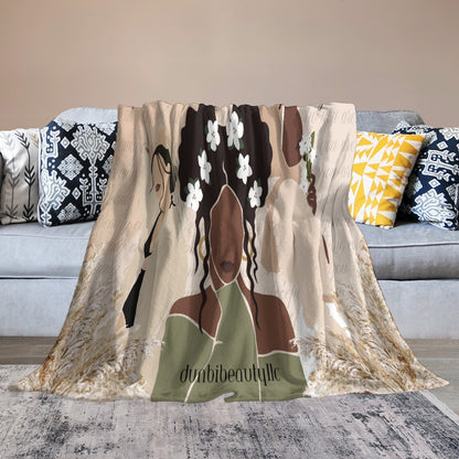 Ultra-Soft Flannel Blanket Multiple Sizes  Black Woman, Asian Woman, Muslim Woman, Beauty, Elegance (Designed by Dunbi)