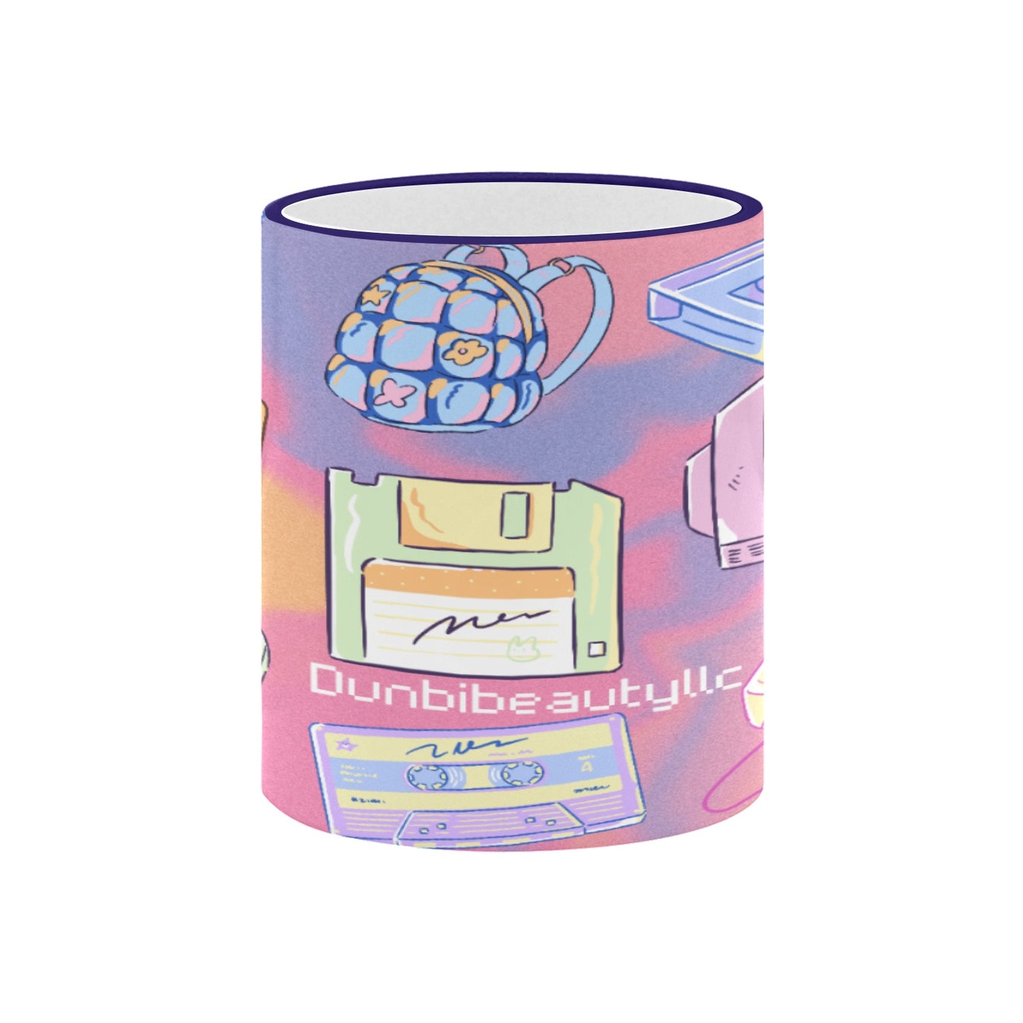 Custom Edge Color Mug (11oz) Kawaii, Retro, Anime, 90's Themed, Sherbet Colors, Pastel (Designed by Dunbi)