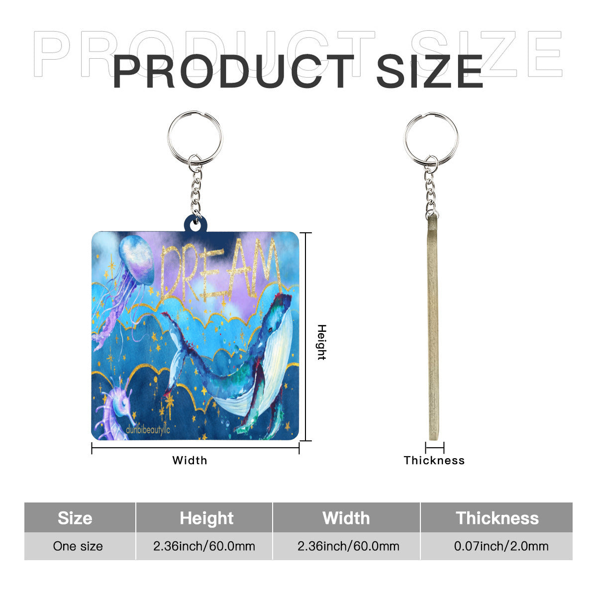 Special Edition Dream Wooden square keychain (double-sided design) |