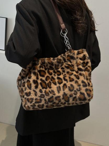 Faux Fur Leopard Shoulder Bag