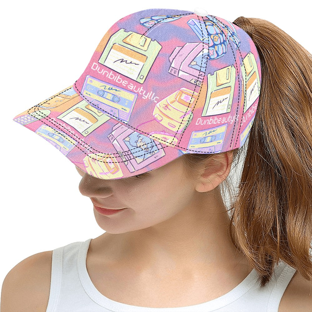 All Over Print Snapback Cap Kawaii, Retro, Anime, 90's Themed, Sherbet Colors, Pastel (Designed by Dunbi)