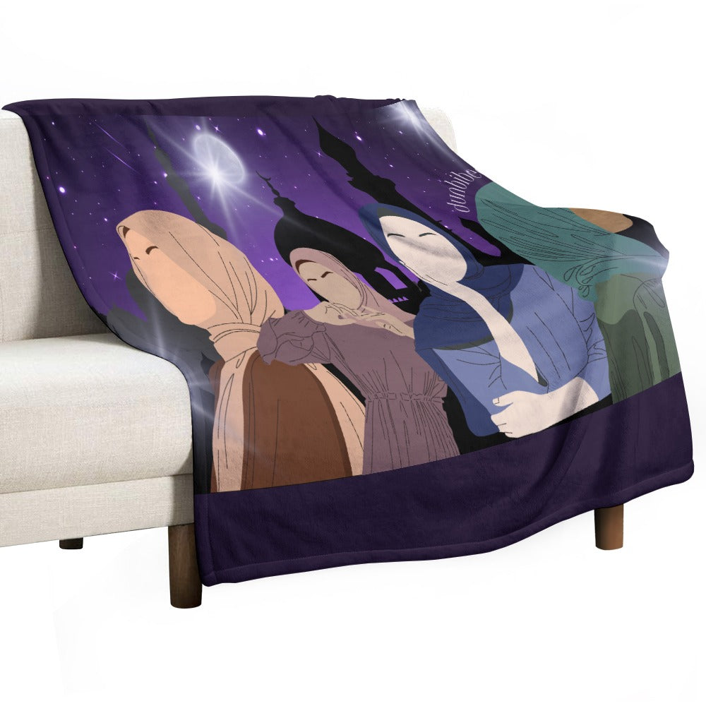 Ultra-Soft Flannel Blanket Multiple Sizes Muslim Women, Arabian Moonlit Night, Evening, Friendship (Designed by Dunbi)