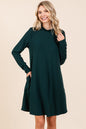 Mittoshop Mock Neck Long Sleeve Dress with Pockets