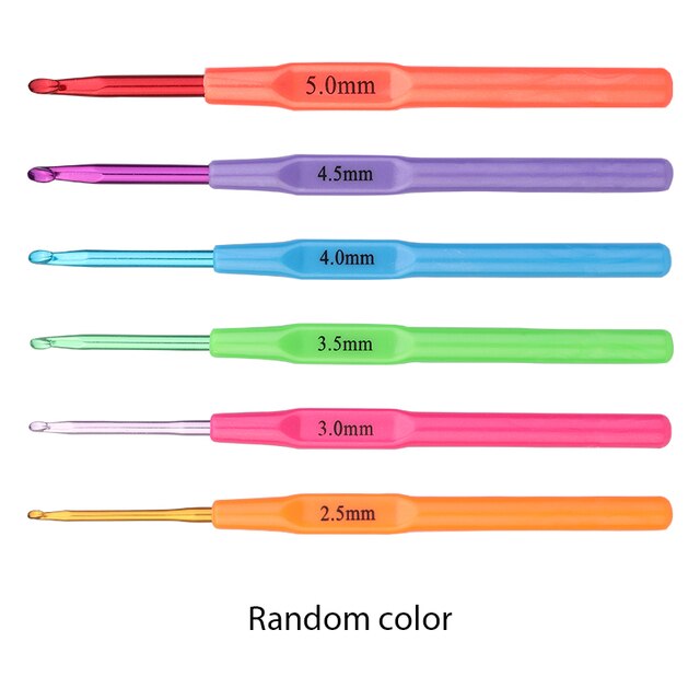 Crochet Hooks Colorful Soft Plastic Handle Knitting Needles Set Sweater Hand-Knit DIY Sewing Accessories 8Pcs/Set 2mm-6mm